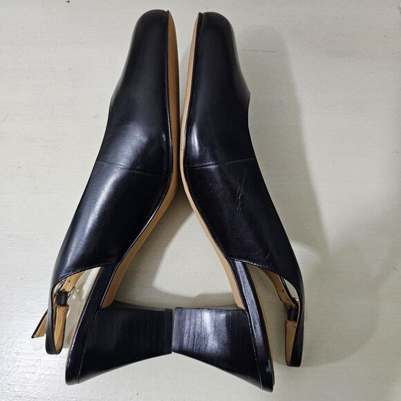 Trotters Womens Sz 10N Pella Black Full Leather Slingback Low Heels Dress Shoes - Picture 9 of 11